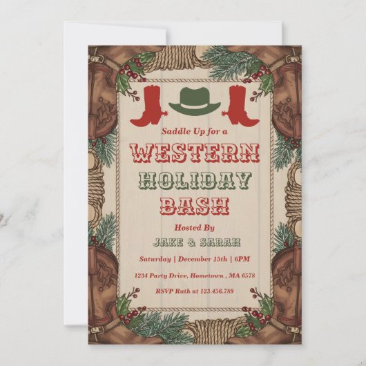 Personalized Western Christmas Holiday Party 招待状 (正面)