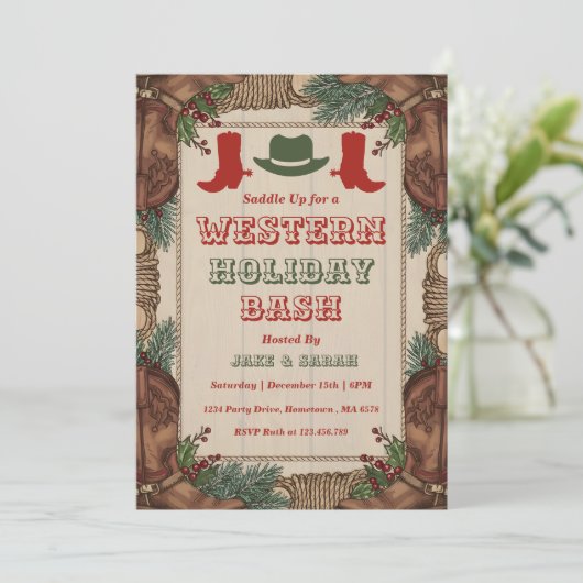 Personalized Western Christmas Holiday Party 招待状 (スタンド正面)