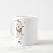 Personalized Westie Christmas Wreath コーヒーマグカップ (正面左)