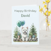 Personalized Westie Happy Birthday Card カード (黄色い花)