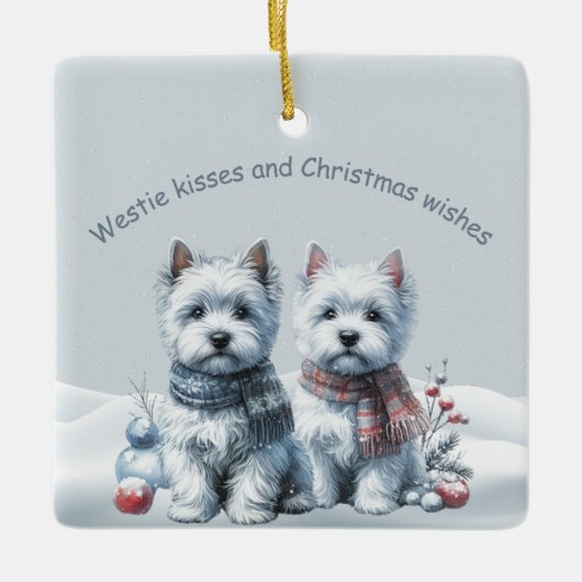 Personalized Westies Christmas Ornament セラミックオーナメント (正面)
