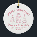 Personalized Whimsical Baby Announcement Ornament セラミックオーナメント<br><div class="desc">✨ Celebrate the sweetest Christmas surprise with our Personalized Baby Announcement Ornament. This adorable keepsake is perfect for announcing your pregnancy, surprising loved ones, or cherishing your first holiday as parents-to-be. Featuring whimsical Christmas trees and the heartfelt message “Merry Christmas, Mommy & Daddy — Can’t Wait to See You in...</div>