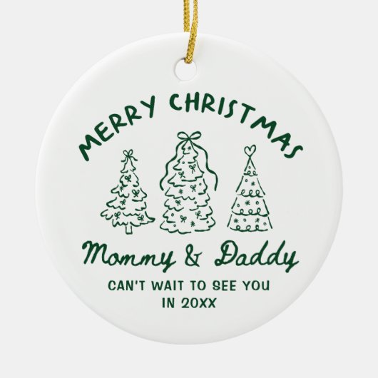 Personalized Whimsical Baby Announcement Ornament セラミックオーナメント (正面)