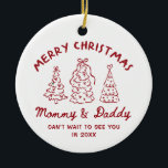 Personalized Whimsical Baby Announcement Ornament セラミックオーナメント<br><div class="desc">✨ Celebrate the sweetest Christmas surprise with our Personalized Baby Announcement Ornament. This adorable keepsake is perfect for announcing your pregnancy, surprising loved ones, or cherishing your first holiday as parents-to-be. Featuring whimsical Christmas trees and the heartfelt message “Merry Christmas, Mommy & Daddy — Can’t Wait to See You in...</div>
