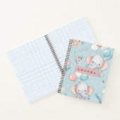 Personalized Whimsical Baby Elephant Pattern ノートブック (内部)