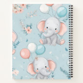 Personalized Whimsical Baby Elephant Pattern ノートブック (裏面)
