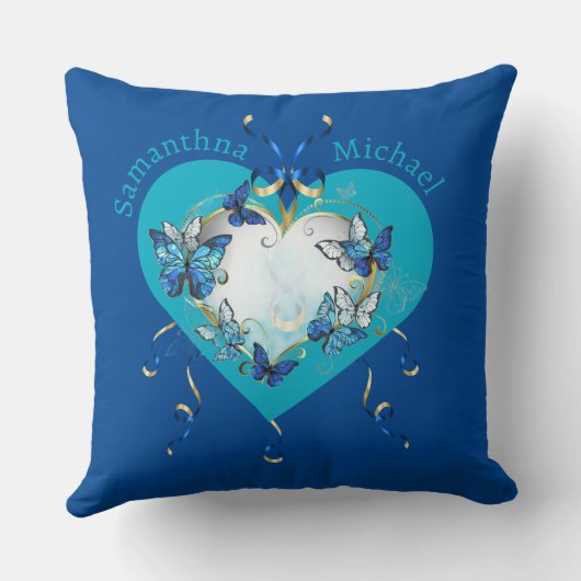 Personalized Whimsical Butterflies Heart クッション (裏面)