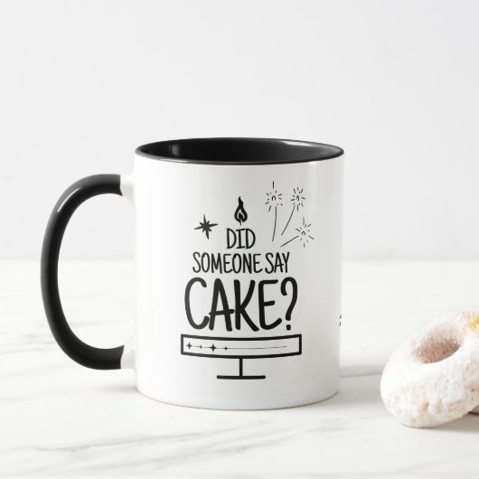 Personalized Whimsical Cake Lover Typography White マグカップ (ドーナツ)