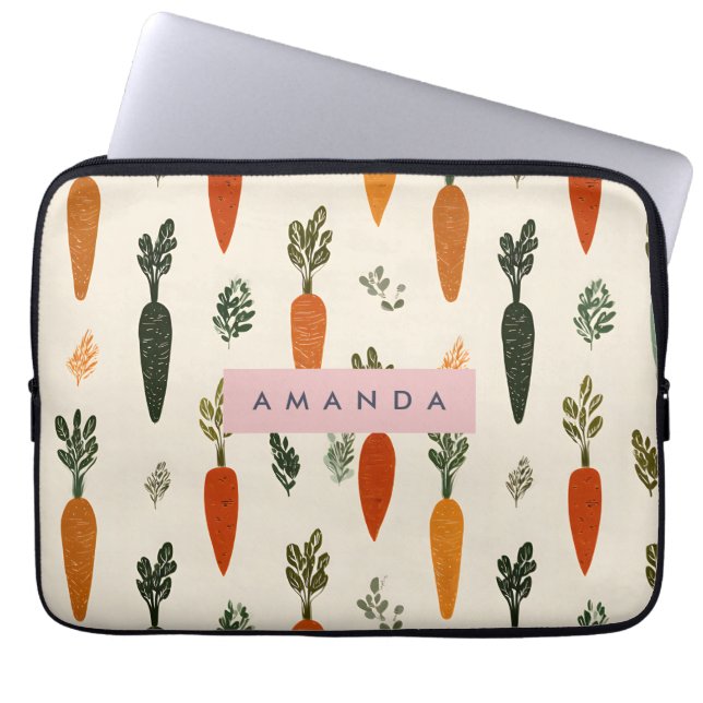 Personalized Whimsical Carrot Patch Rustic ラップトップスリーブ (正面)