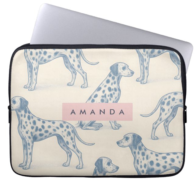 Personalized Whimsical Charming Dalmatian Pattern ラップトップスリーブ (正面)