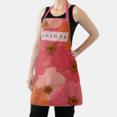 Personalized Whimsical Coral and Peach Flowers エプロン (インサイチュ)