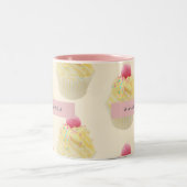 Personalized Whimsical Cupcake Pattern ツートーンマグカップ (中央)