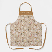 Personalized Whimsical Daisy Pattern Brown Beige エプロン (正面)