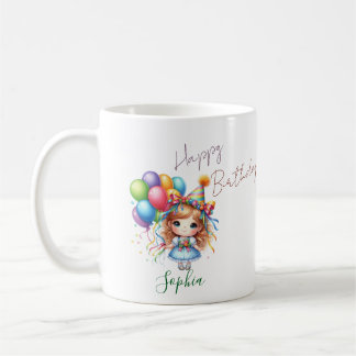 Personalized whimsical doll birthday mug コーヒーマグカップ