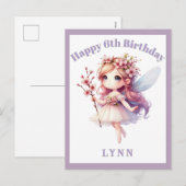 Personalized Whimsical Floral Fairy  シーズンポストカード (正面/裏面)