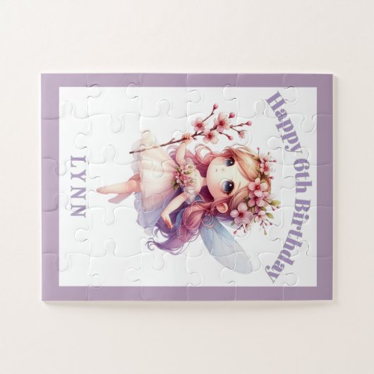 Personalized Whimsical Floral Fairy  ジグソーパズル (横)