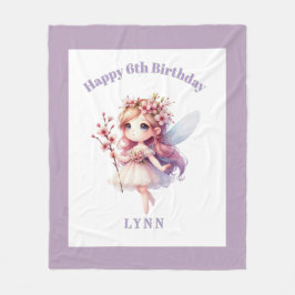 Personalized Whimsical Floral Fairy フリースブランケット