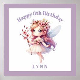 Personalized Whimsical Floral Fairy  ポスター