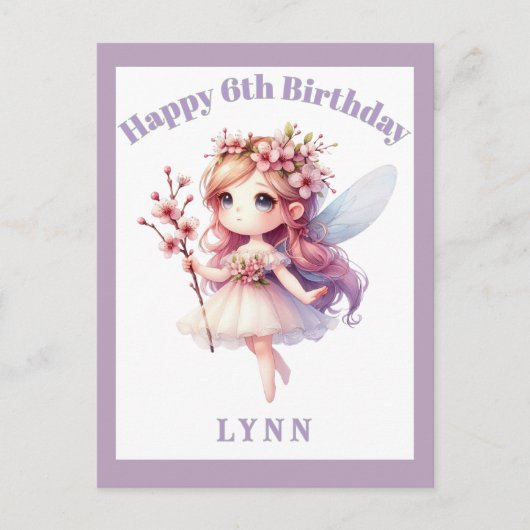 Personalized Whimsical Floral Fairy  ポストカード (正面)