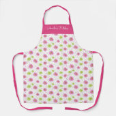 Personalized Whimsical Floral Pink Green エプロン (正面)