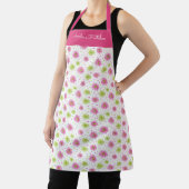 Personalized Whimsical Floral Pink Green エプロン (インサイチュ)