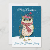 Personalized Whimsical Folk Art Style Owl シーズンカード (正面)