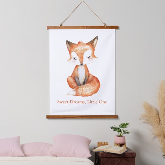 Personalized Whimsical Fox, Nursery Wall Art 吊り下げ型タペストリー (寝室)