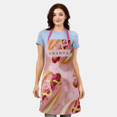 Personalized Whimsical Glitter Hot Dog Party エプロン (着用した状態)