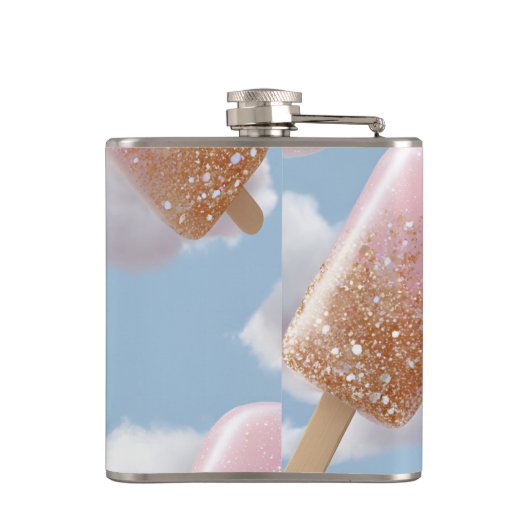 Personalized Whimsical Glitter Popsicle Pattern フラスク (裏面)