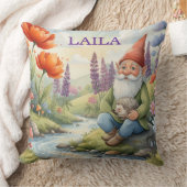 Personalized whimsical gnome flowers pillow クッション (ブランケット)