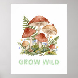 Personalized Whimsical Mushroom Woodland Nursery ポスター