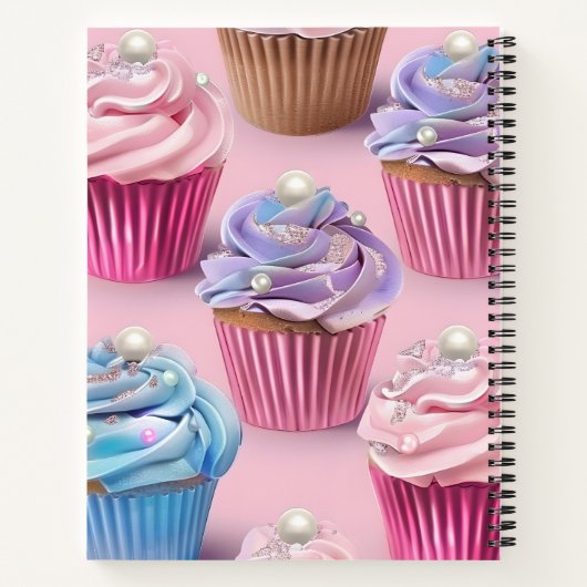 Personalized Whimsical Pastel Cupcake Dreams ノートブック (裏面)