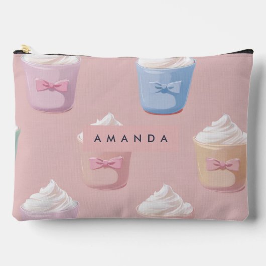 Personalized Whimsical Pastel Cupcake Pattern アクセサリーポーチ (正面)