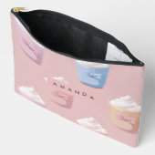 Personalized Whimsical Pastel Cupcake Pattern アクセサリーポーチ (見開き)