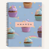 Personalized Whimsical Pastel Cupcakes Pattern ノートブック (正面)