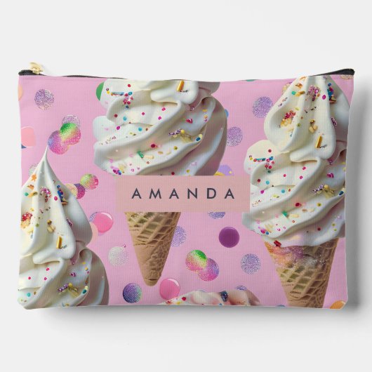 Personalized  Whimsical Pastel Ice Cream Dream  アクセサリーポーチ (正面)