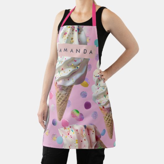 Personalized Whimsical Pastel Ice Cream Dream エプロン (インサイチュ)
