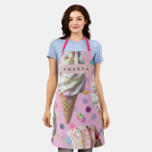 Personalized Whimsical Pastel Ice Cream Dream エプロン (着用した状態)