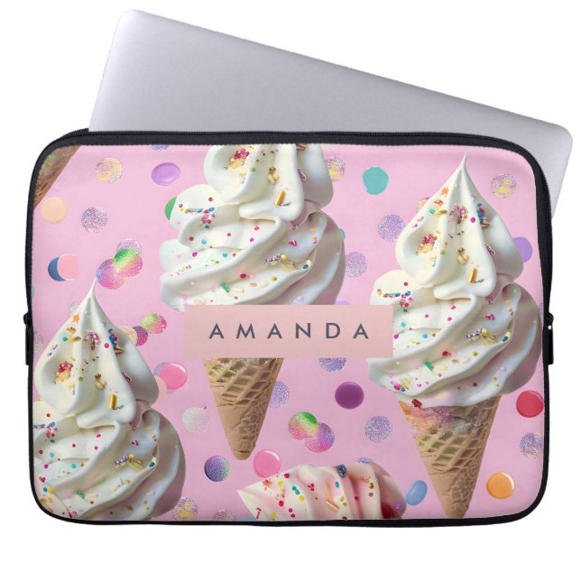 Personalized  Whimsical Pastel Ice Cream Dream  ラップトップスリーブ (正面)