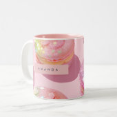 Personalized Whimsical Pastel Macaron Sparkle ツートーンマグカップ (正面左)