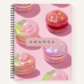 Personalized Whimsical Pastel Macaron Sparkle ノートブック (正面)