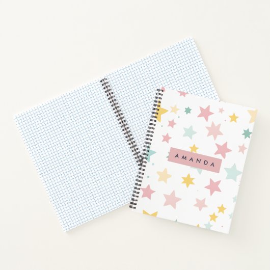 Personalized Whimsical Pastel Star Print  ノートブック (内部)