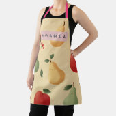 Personalized Whimsical Pear and Apple Pattern エプロン (インサイチュ)