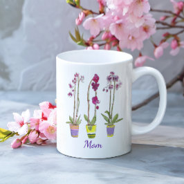 Personalized Whimsical Potted Purple Orchids  コーヒーマグカップ