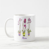 Personalized Whimsical Potted Purple Orchids  コーヒーマグカップ (左)