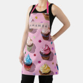 Personalized Whimsical Rainbow Cupcake Confetti エプロン (インサイチュ)