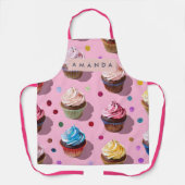 Personalized Whimsical Rainbow Cupcake Confetti エプロン (正面)