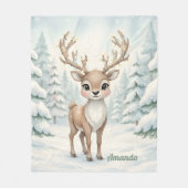 Personalized Whimsical Reindeer Christmas Blanket フリースブランケット (正面)
