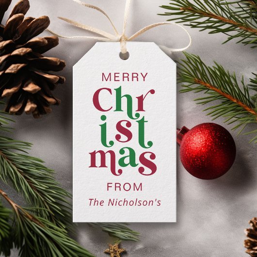 Personalized Whimsical Retro Merry Christmas ギフトタグ