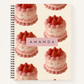 Personalized Whimsical Strawberry Cake Pattern ノートブック (正面)
